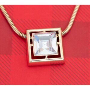 Vintage Victorian Square Gemstone Choker Necklace by Avon 15 1/2 Inches - O2